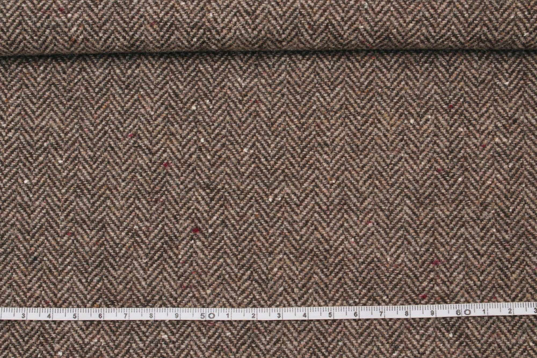 Brown Recycled Wool - Herringbone-Fabric-FabricSight