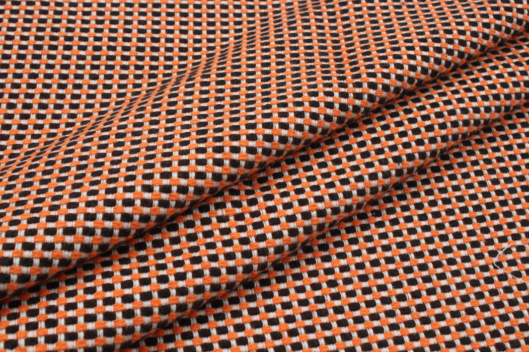 Cotton Blend Tweed - Multicolor Small Checks-Fabric-FabricSight