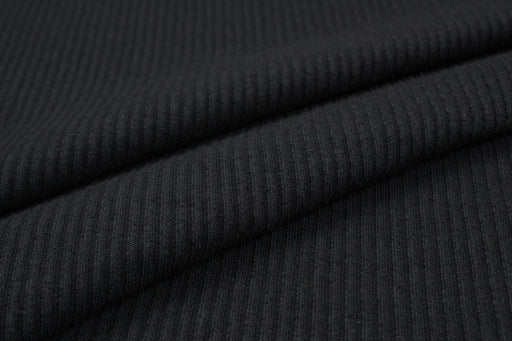 Recycled Cotton 2x2 Stretch Rib - Black (1mt Remnant)-Remnant-FabricSight