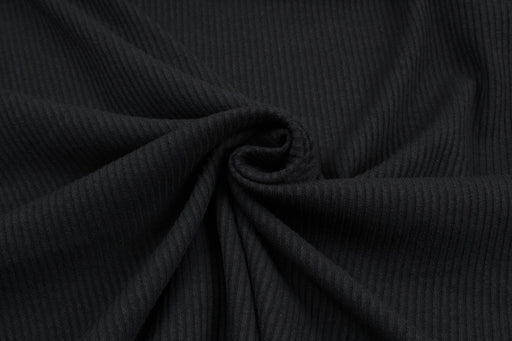 Recycled Cotton 2x2 Stretch Rib - Black (1mt Remnant)-Remnant-FabricSight